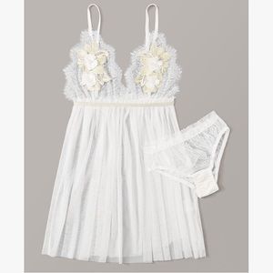 SHEIN Eyelash Lace Appliqué Sheer Slip NWOT